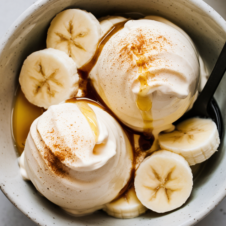 Enjoy the deliciously creamy Homemade Banana Cream Frozen Yogurt! Made with ripe bananas and creamy yogurt, this frozen delight is a healthy and tasty way to cool off. Perfect for any time you crave a sweet treat! 😋 #HealthyDesserts #YogurtLovers
