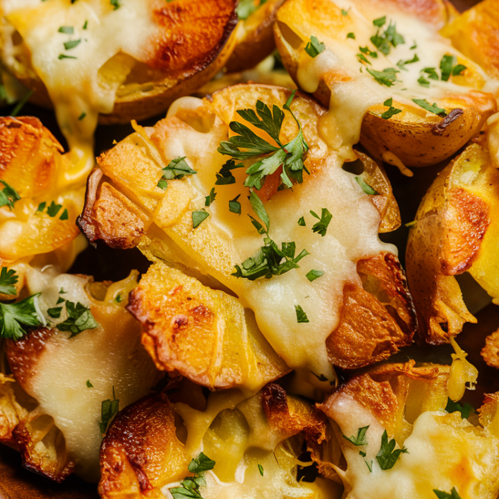 Experience the irresistible combination of crispy and cheesy with our Cheesy Crash Hot Potatoes! These smashed and baked potatoes are loaded with flavor and topped with gooey cheese. A must-try side dish for any cheese and potato lover! 🍽️ #CrashPotatoes #CheeseHeaven