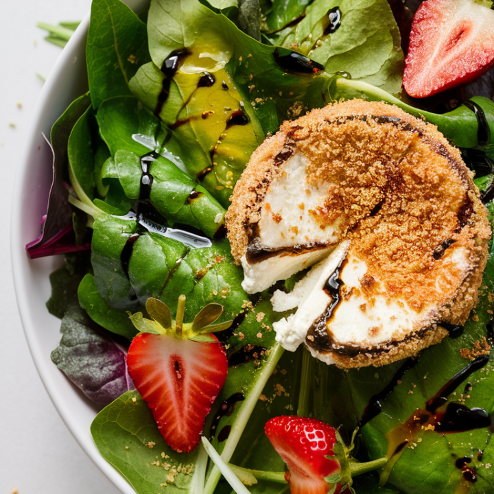 Discover the magic of warm goat cheese croutons in your salad! 🧀🥗 This Mixed Green Salad is anything but basic, featuring crunchy, warm croutons that pair perfectly with fresh greens. A light drizzle of olive oil and balsamic vinegar completes this irresistible dish. Ready to impress? 🌟🍽️ #GourmetSalad #HealthyRecipes