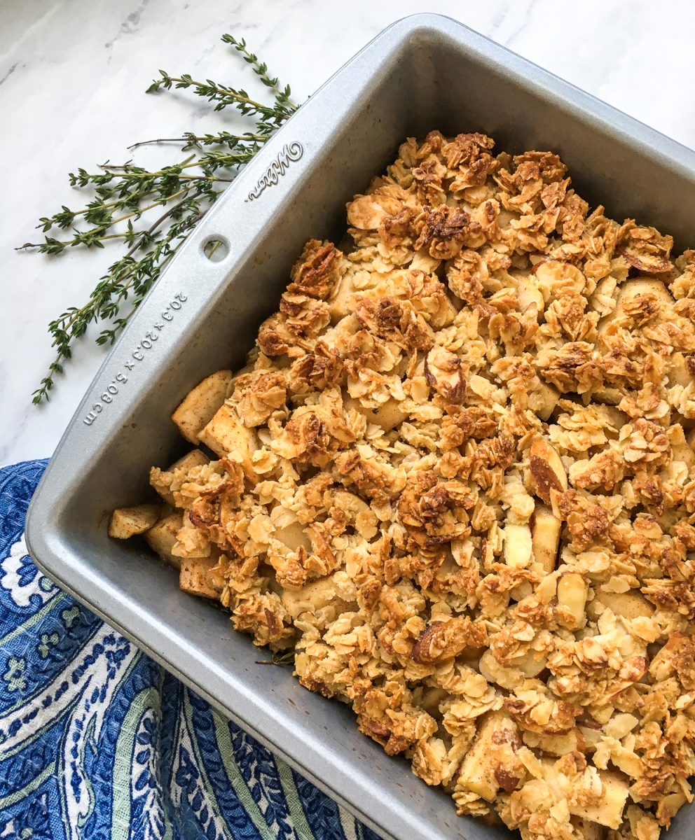 Indulge in this guilt-free treat that’s both gluten and refined sugar-free! 🌟 Fresh thyme adds a unique savory twist to the sweet and comforting flavors of this classic dessert. 🍯✨ #DessertGoals #HealthyEating