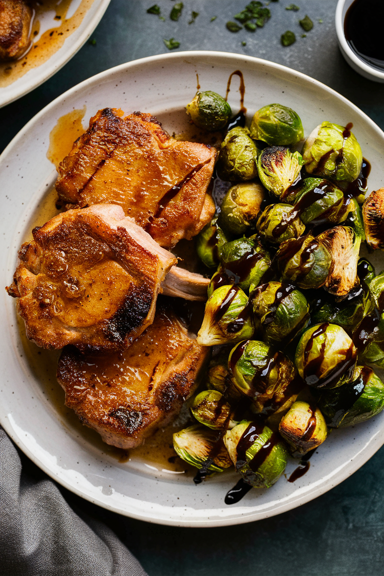 Discover the perfect balance of sweet and savory with our Flavorful Roasted Brussels Sprouts! Enhanced with a balsamic glaze, this side dish goes beyond the basics, making it an ideal match for dishes like maple-grilled salmon and Maple Balsamic Pork Chops. 🌿 #TastySides #VeggieLovers
