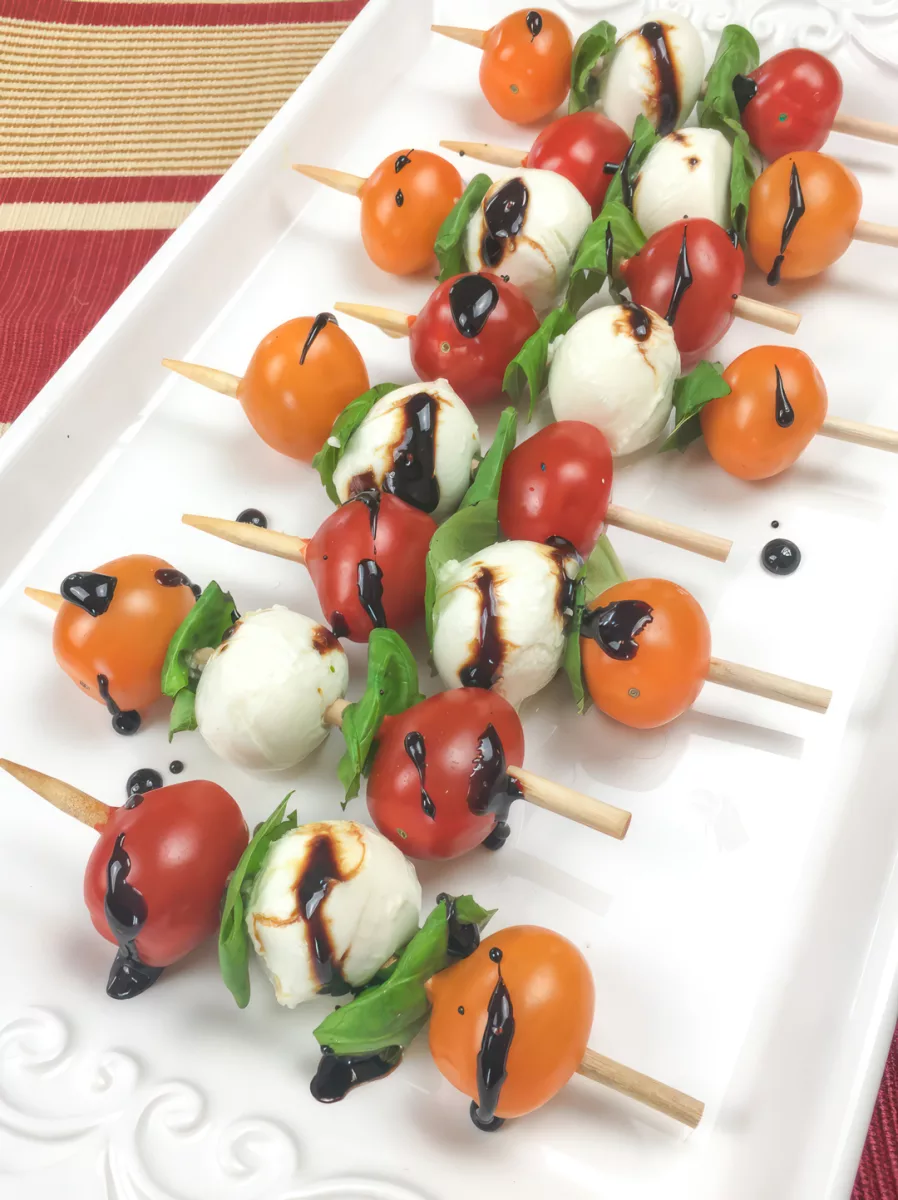 Traditional Caprese Salad Skewers are perfect finger food for your next party.