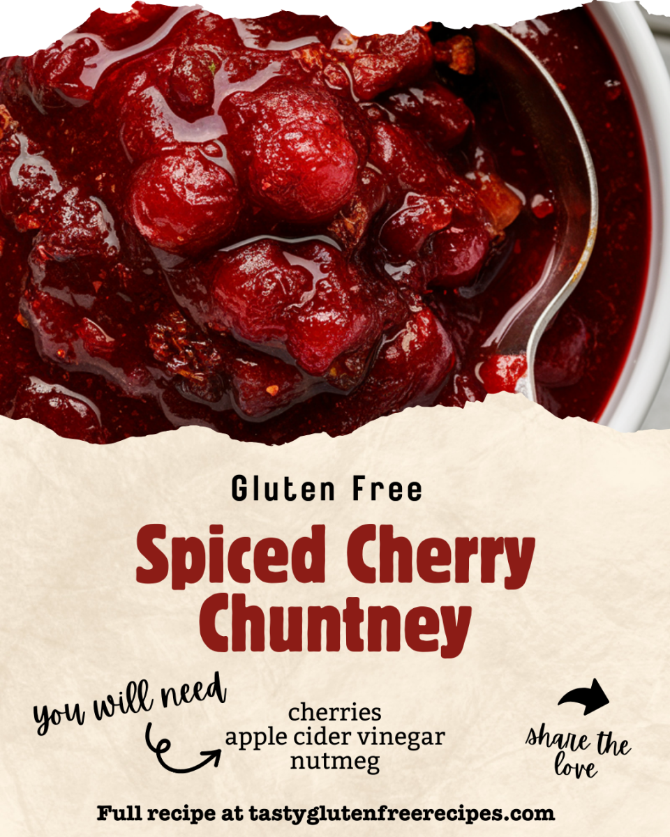 Try our delicious Gluten Free Spicy Cherry Chutney recipe! Sweet cherries meet bold spices in this irresistible condiment. Perfect for adding a gourmet touch to your snacks and meals. Easy to make and even easier to love! 😋 #HomemadeChutney #CherryLovers