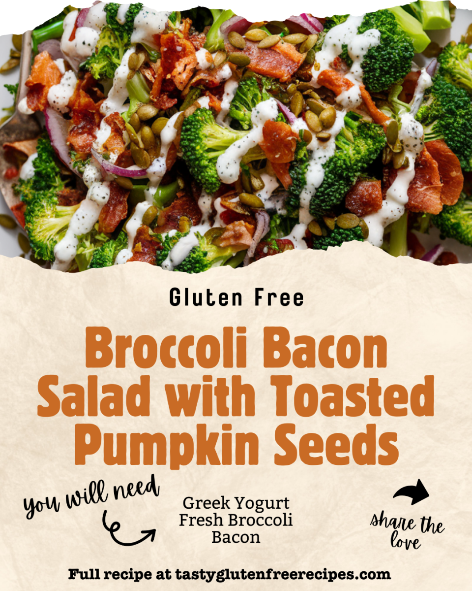 Enjoy a fresh twist on a classic with this broccoli bacon salad, dressed in a tangy lemon vinaigrette. Toasted pumpkin seeds provide a delightful crunch, making it a hit at any get-together! 🥗🌟 #HealthyRecipes #SaladInspo