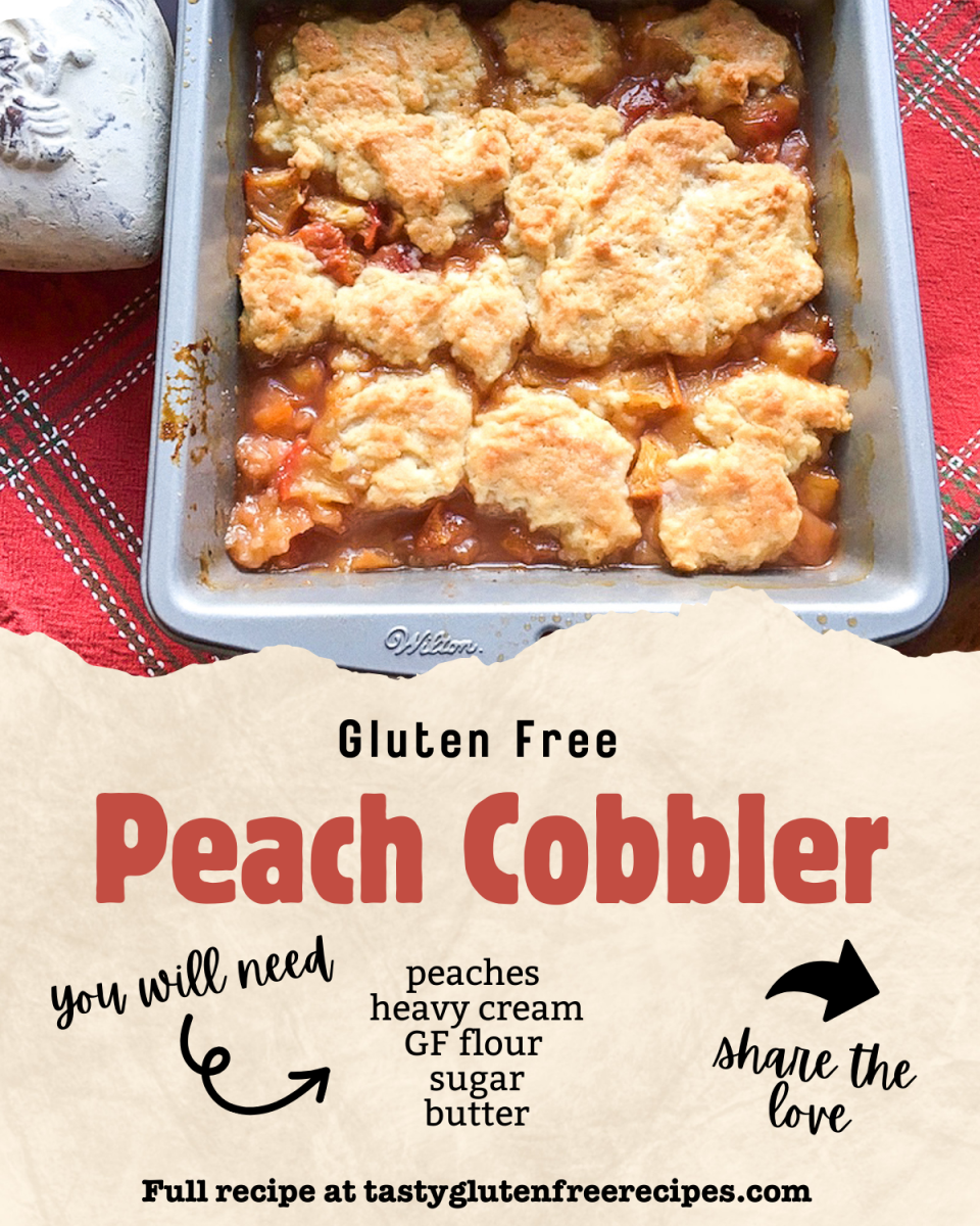 Get ready to savor every bite of this homemade gluten free peach cobbler! Perfectly sweet and comforting, it's the ultimate treat for any occasion. 😋🧡 #HomemadeDesserts #PeachLovers