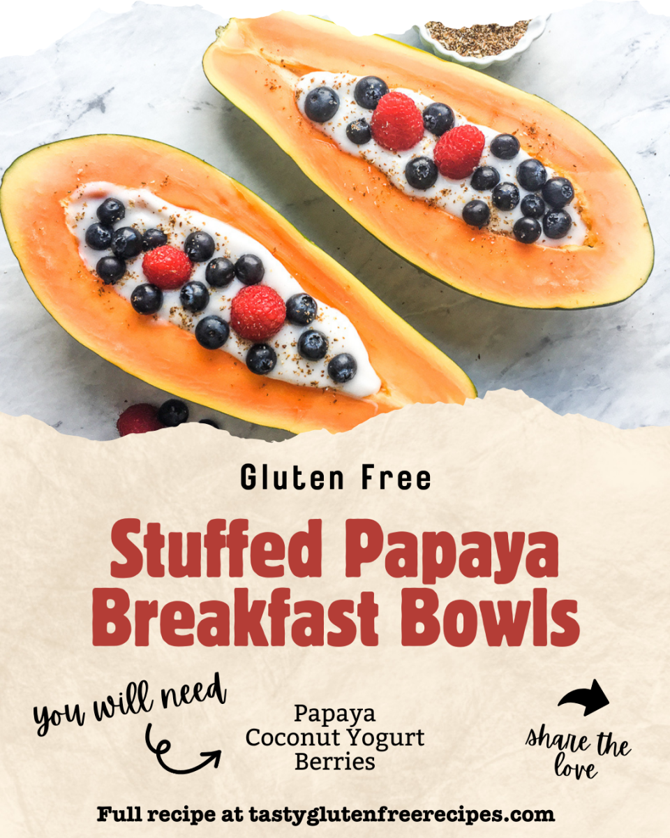 Level up your breakfast game with this Insta-Worthy Papaya Breakfast Bowl! Enjoy the creamy goodness of coconut yogurt, paired with fresh berries and served in a vibrant mango slice. This delightful dish is both gluten-free and vegan, perfect for a healthy start to your morning. 🌿🍇 #MorningDelight #VeganEats