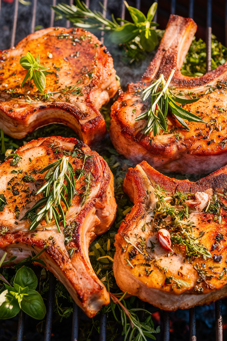 Spice up your summer evenings with these delicious grilled herb-rubbed pork chops! π΄ This easy-to-make herb rub uses fresh or dried herbs you already have, making it a go-to recipe for any cookout. πΏ Your taste buds will thank you! #CookoutPerfection #HerbMagic