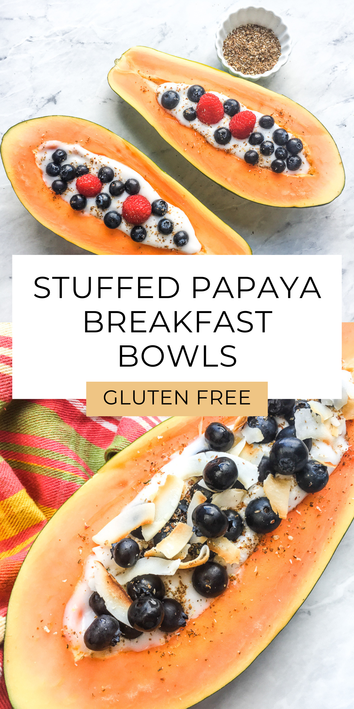 Escape to paradise with every bite of this Papaya Breakfast Bowl! Coconut yogurt and juicy berries nestled inside a sweet mango slice make for a beautiful and nutritious start to your day. Gluten-free and vegan, it's a feast for the eyes and the palate. 🥥✨ #BreakfastGoals #GlutenFree