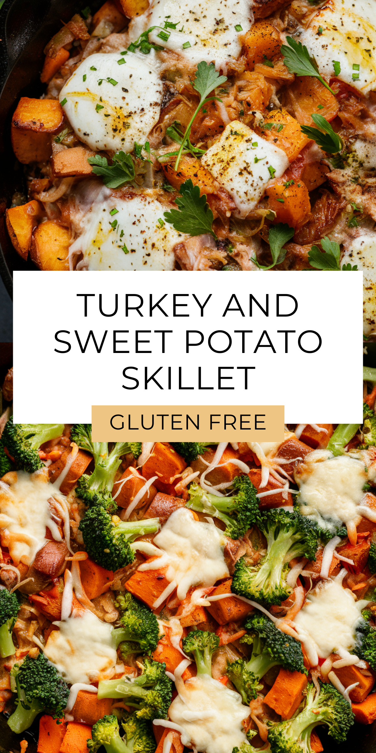 Craving something healthy and delicious? This 5-Ingredient Turkey & Sweet Potato Skillet is perfect for a midweek dinner. Packed with turkey, sweet potatoes, broccoli, and mozzarella cheese, it's gluten-free and ready in 40 minutes! 🍴🍠🦃 #DinnerIdeas #GlutenFree #HealthyMeals

