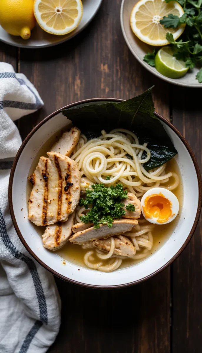 Bright, lemony chicken ramen that’s completely gluten-free—your new weeknight favorite is here! #glutenfree #lightrecipes #chickenramen