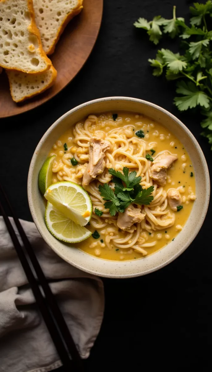 Cozy up to this gluten-free Thai coconut curry chicken ramen—rich, aromatic, and easy to make! #thaifood #glutenfree #ramenlove